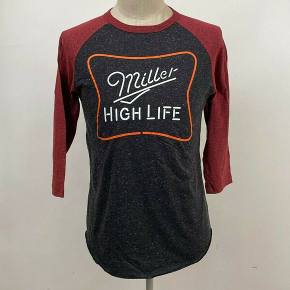 Hybrid & company Other - Hybrid Apparel Baseball T-Shirt "Miller Lite" Maroon/Charcoal